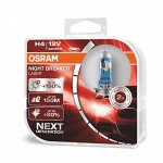 лампа h4 60/55w 12v p43t night breaker лазер +150% hcb-2шт Osram 64193NL