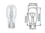 Glödlampa med glasfot 12v t15, b2.1x9.5d