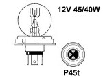 металлический цокль лампа 12V R2, P45t