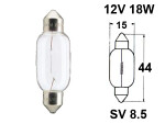Pulkpirn 12V 15x44mm 18W, (SV8.5) C18W