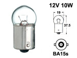 металлический цокль лампа 12V R10W,  BA15s