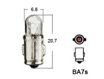 металлический цокль лампа 12V T6.5, BA7s
