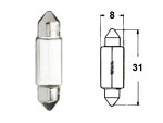 двухцокольная лампа 12V 8x31mm 3W, (SV8.5)