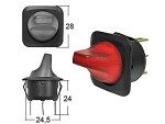 lever switch, round 0-1 LED red 12V