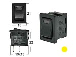 Rocker switch 13X19 0-1 LED yellow 12V