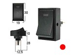 Rocker switch.19X30 0-1 LED red 12V