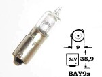 Mini halogeninė lemputė 24v h21w, bay9s 2460