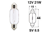 двухцокольная лампа 12V 15x44mm 21W, (SV8.5)