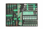 set 78 pc tool, screwdrivers, Wrench bit sockets and Wrench socket 3/8" 6-22mm. content trolley tools, foam