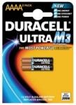 Batteri, duracell ultra m3, aaaa, 1,5vc 2st