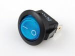 switch With background lighting round blue 12 V 20 A