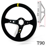 racing wheel RRS RALLY, diameter 350mm, shoulder 90mm, chamois lether, 3 Jaw
