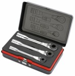 set tools, 6 pc, plug / spindle: 1/2, 1/4, 3/8", adapter; Ratchet  metal case,