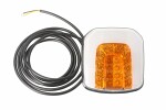 pagrieziena rādītājs priekšējais kreisais/labais (objektīva krāsa: balta/oranža, LED, izmēri: 108x108mm, ar 0,2m kabeli, ar malu apgaismojumu)