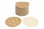 gold paper abrasive: Grinding disc, velcro fastener, number hole: 7, .: P400, diameter - dimesions:150mm, paint: beez, package 100 pc