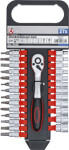 Socket wrenches and - bits set 1/4" 27 pc ripp- packing
