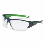 Apsauginiai akiniai uvex i-works, skaidrus supravision excellence (ac/hf) padengtas lęšis, antracito/žalios spalvos rėmelis