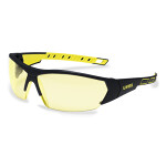Apsauginiai akiniai uvex i-works, geltoni, supravision excellence (hc/af) padengtas lęšis, rėmelis juodas/geltonas
