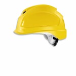 Safety helmet Pheos B-S-WR, Yellow, variable front/back ventilation, 55-61 cm. Textile harnes of 6 straps, short brim