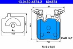 ATE  Комплект тормозных колодок,  дисковый тормоз 13.0460-4874.2