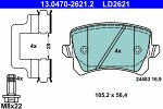  Комплект тормозных колодок,  дисковый тормоз ATE Ceramic 13.0470-2621.2