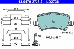  Комплект тормозных колодок,  дисковый тормоз ATE Ceramic 13.0470-2736.2