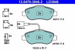  Комплект тормозных колодок,  дисковый тормоз ATE Ceramic 13.0470-3846.2