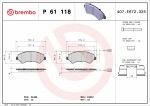 BREMBO  Piduriklotsi komplekt, ketaspidur PRIME LINE P 61 118