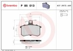 BREMBO  Комплект тормозных колодок,  дисковый тормоз PRIME LINE P 85 013