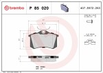 BREMBO  Комплект тормозных колодок,  дисковый тормоз PRIME LINE P 85 020