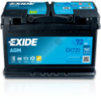EXIDE  Startera akumulatoru baterija AGM 12V 72Ah 760A EK720