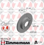 ZIMMERMANN  Bremžu diski COAT Z 100.3314.20